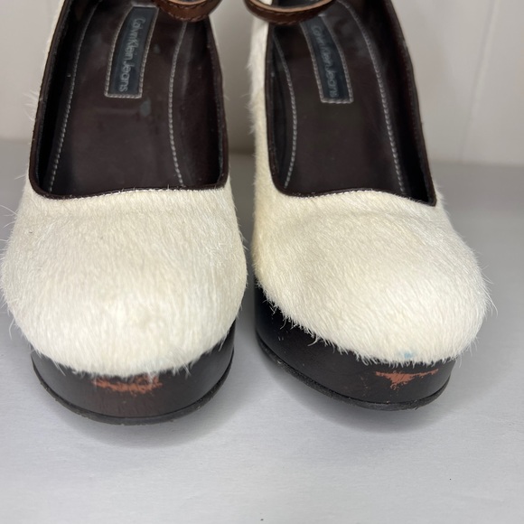 Calvin Klein Calf Hair And Leather Off White Heels US 7.5. READ DISCRIPTION - Picture 10 of 11